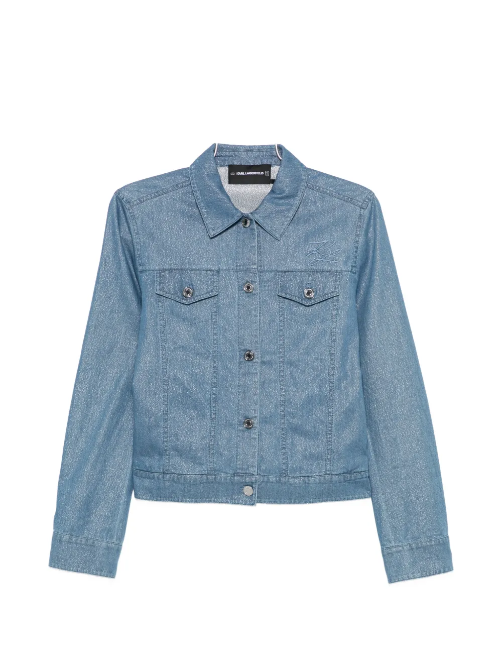 Karl Lagerfeld logo-embroidered lightweight denim jacket - Blu