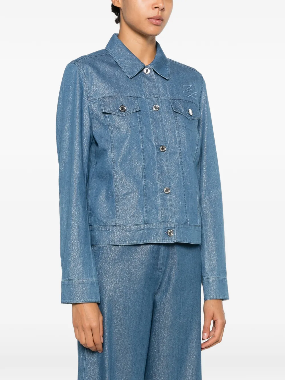 Karl Lagerfeld Denim jack met geborduurd logo Blauw