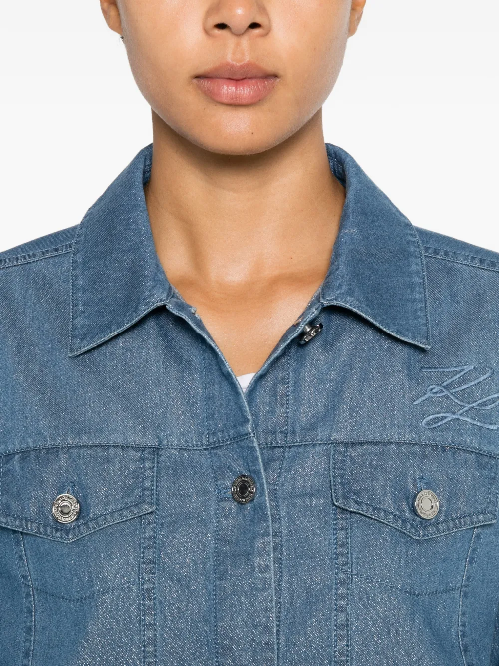 Karl Lagerfeld Denim jack met geborduurd logo Blauw