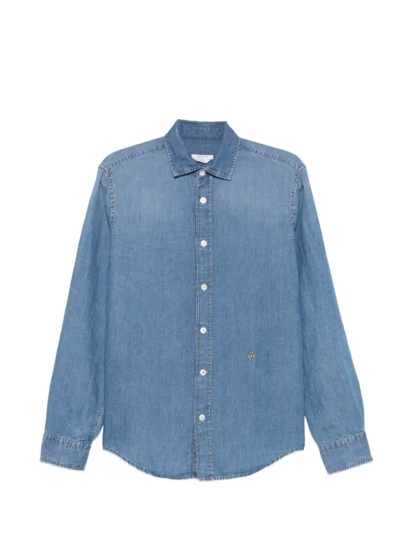Jacob Cohën Logo-embroidered Denim Shirt in Blue