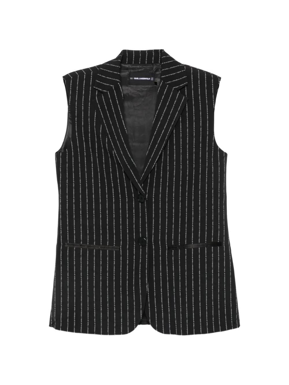 Karl Lagerfeld logo-pinstripe tailored sleeveless blazer - Black
