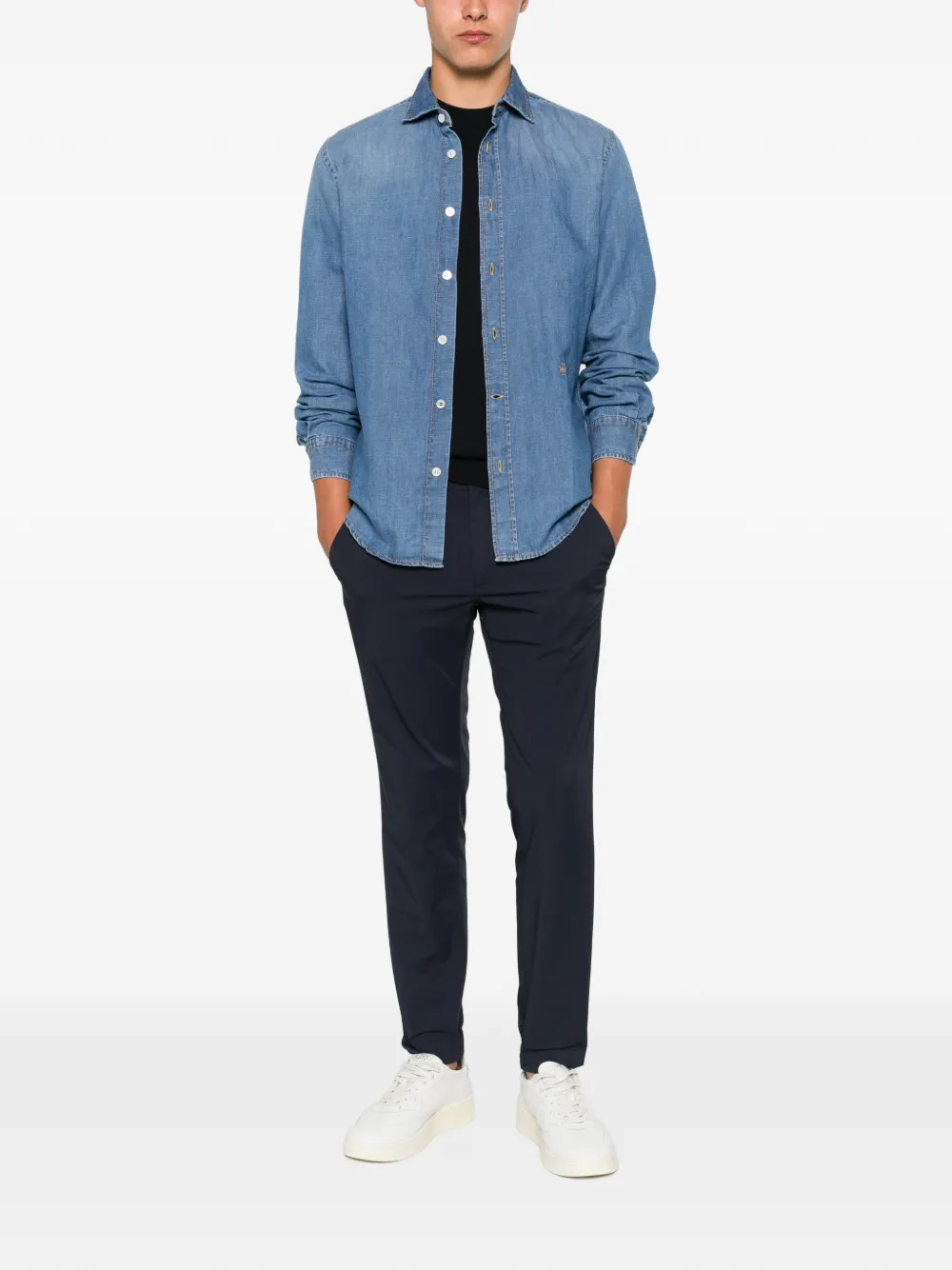 Incotex Broek met elastische tailleband Blauw