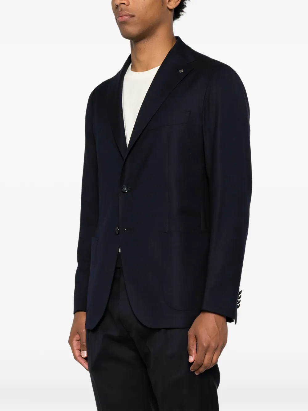 Tagliatore Wollen blazer met enkele rij knopen Blauw