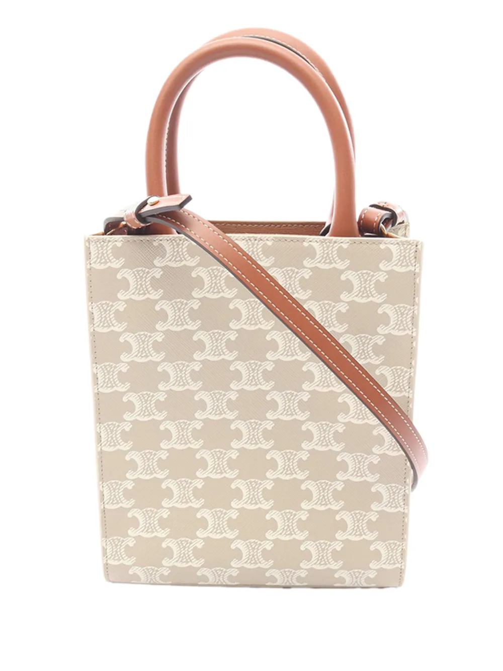 Celine Pre-Owned 2021-2025 Mini Triomphe Coated Canvas Vertical Cabas satchel - Marrone