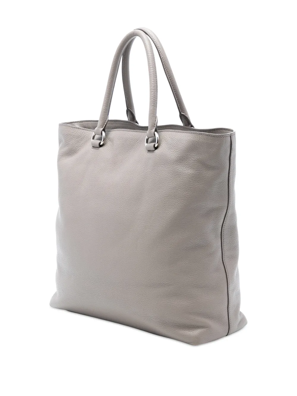  Prada Pre-owned 2010-2026 Vitello Daino Open Convertible Tote Satchel - Grey 