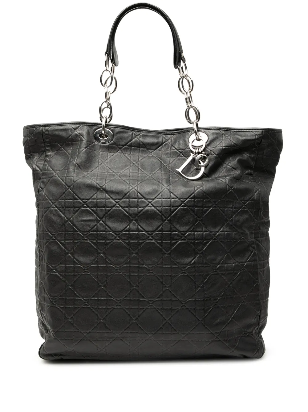 Christian Dior Pre-Owned 2008 Large Lambskin Cannage Lady Dior Soft Shopping tote bag - Nero
