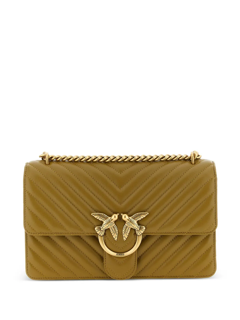 PINKO Love One Classic sheepskin cross body bag - Verde