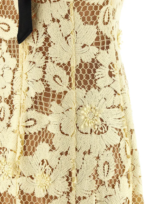 Self-Portrait crochet-lace Midi Dress | Yellow | FARFETCH GE