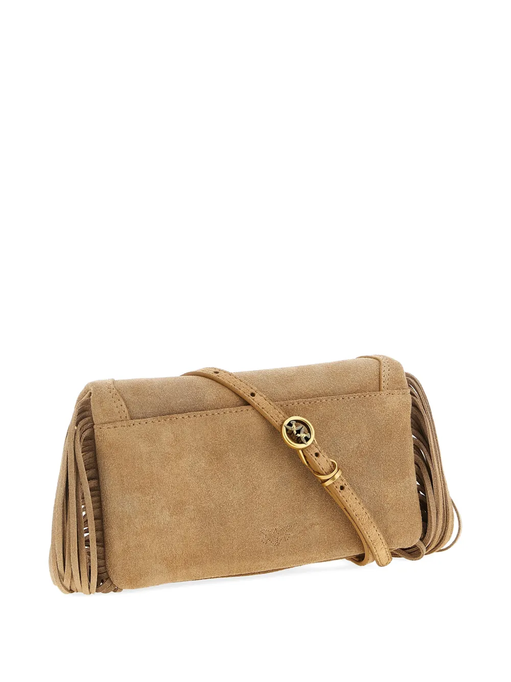  Pinko Love Click Soft Horizontal Lamb Suede Mini Clutch Bag - Brown 