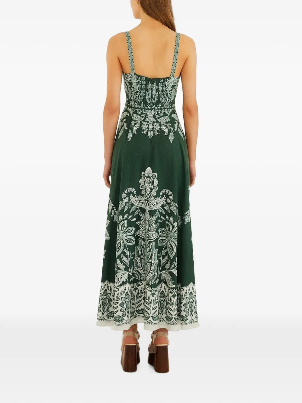 FARM Rio Miranda Buckles midi-jurk met bloemenprint en ceintuur Groen