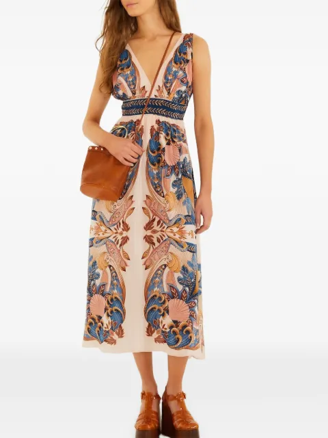 FARM Rio printed V-neck midi dress