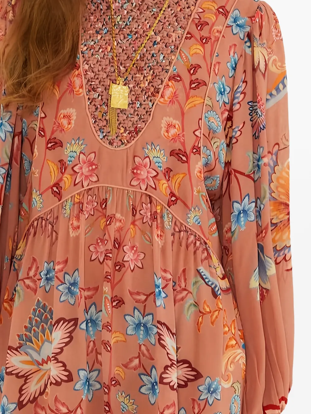  Farm Rio Floral-print Blouse - Orange 