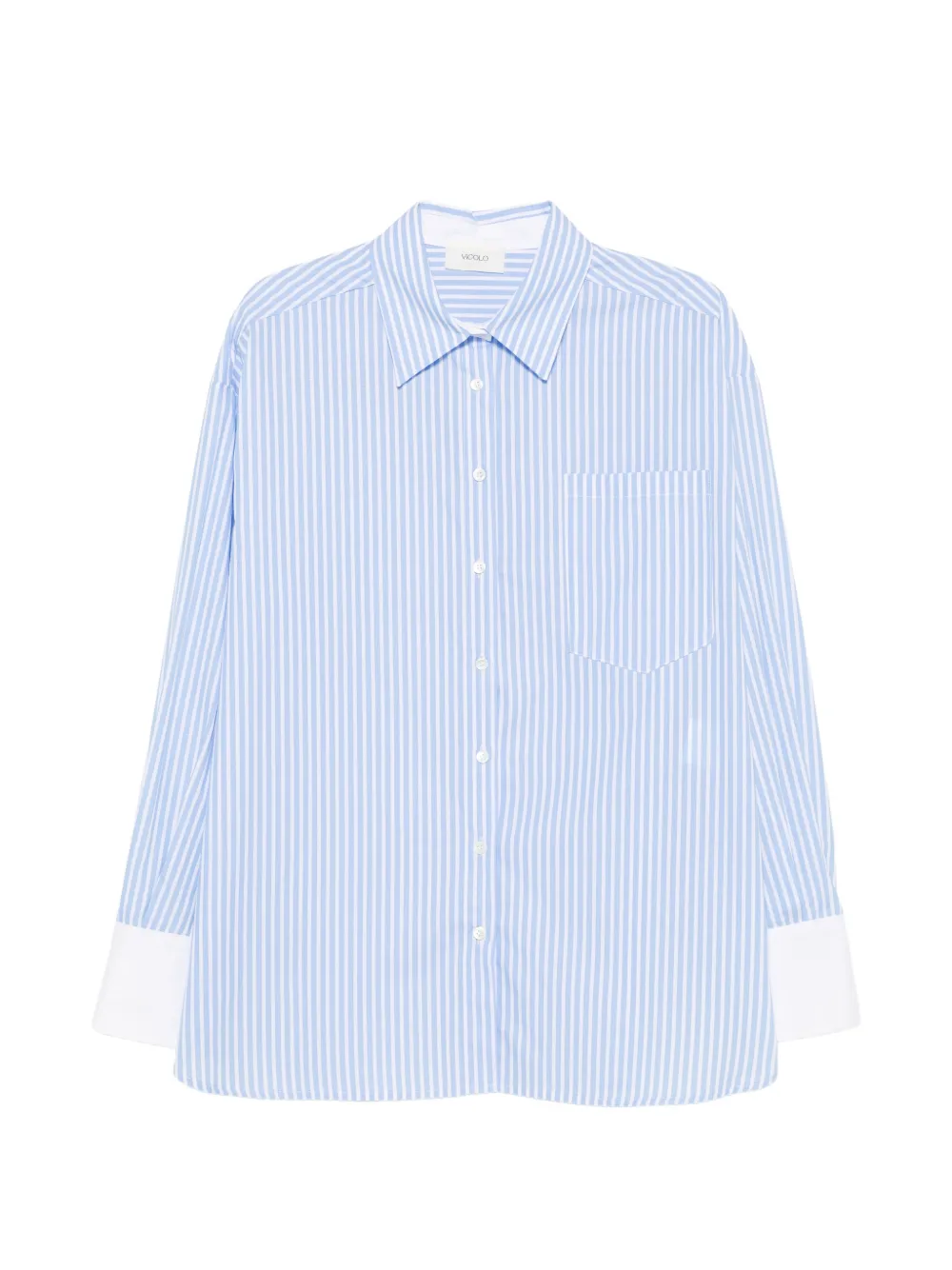 VICOLO vertical-stripe contrast-cuff shirt - Blau