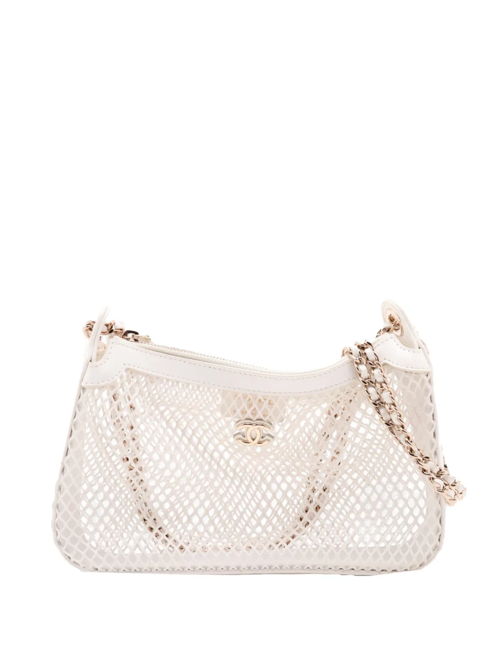 CHANEL Pre-Owned 2021-2025 CC Mesh and Shiny Lambskin Clutch with Chain shoulder bag - Bianco