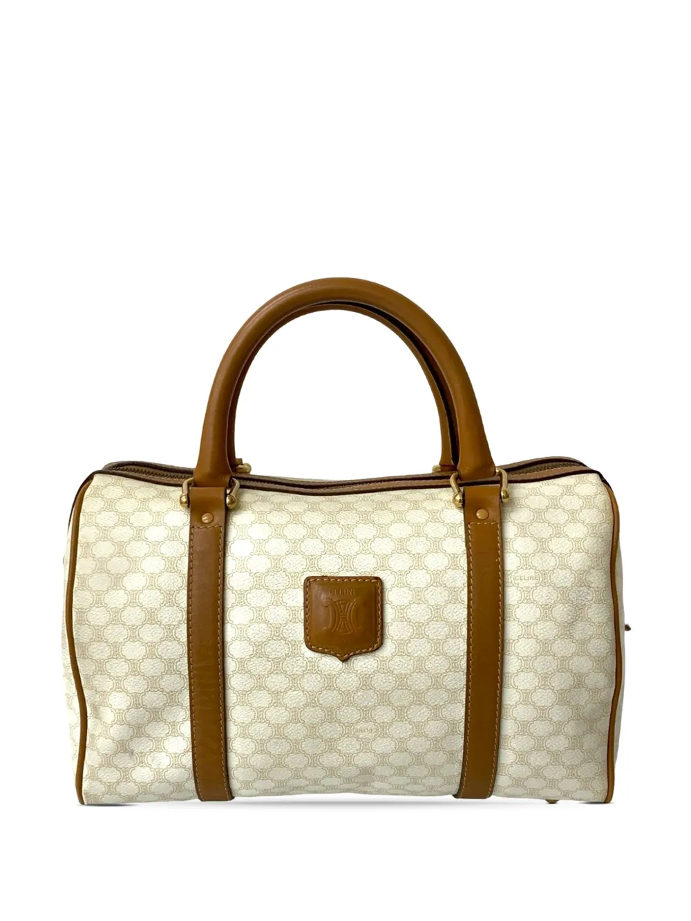 Celine Pre-Owned 2010 Macadam Coated Canvas boston bag - Bianco