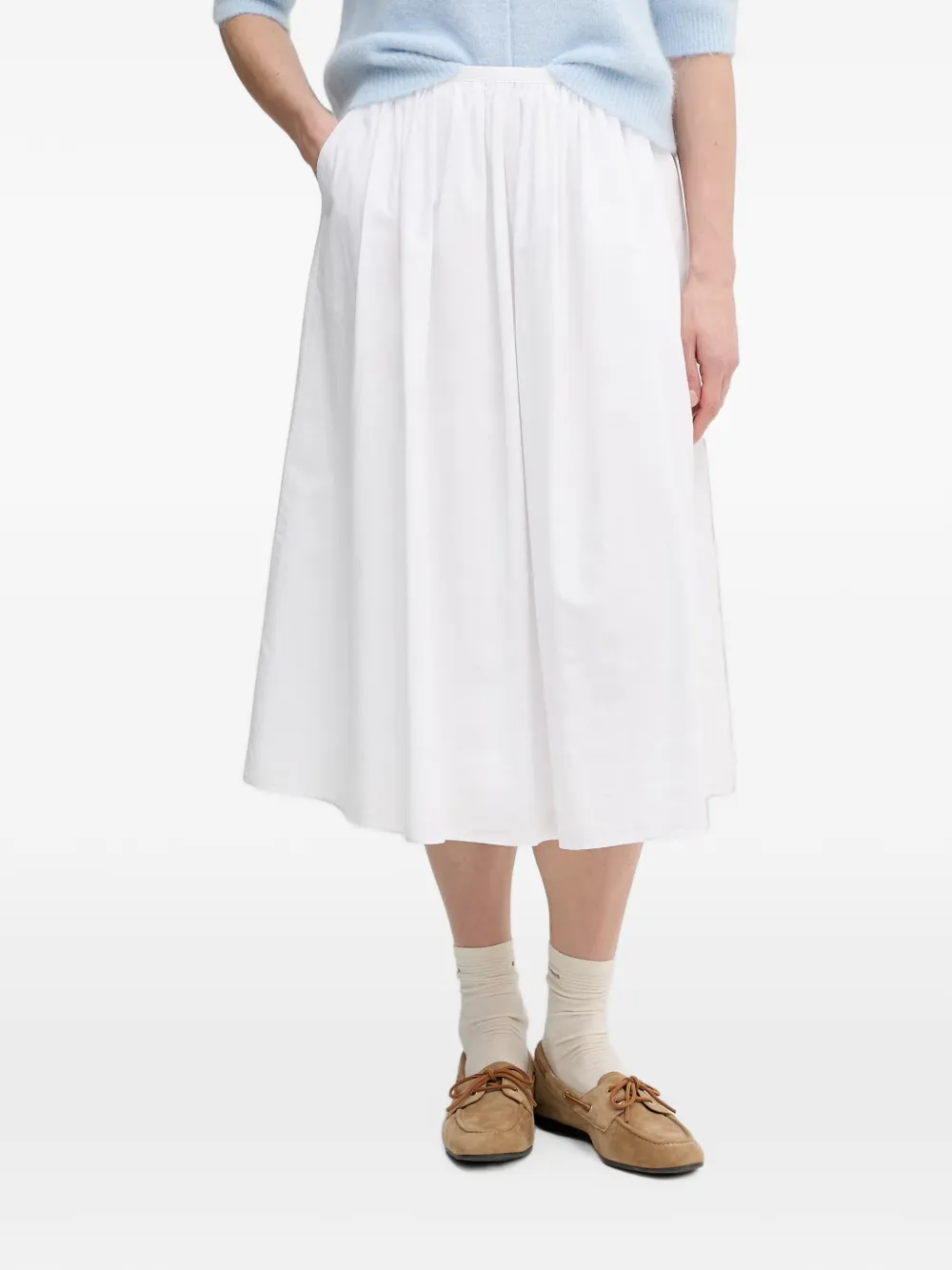 Ouí Gathered Midi Skirt In White