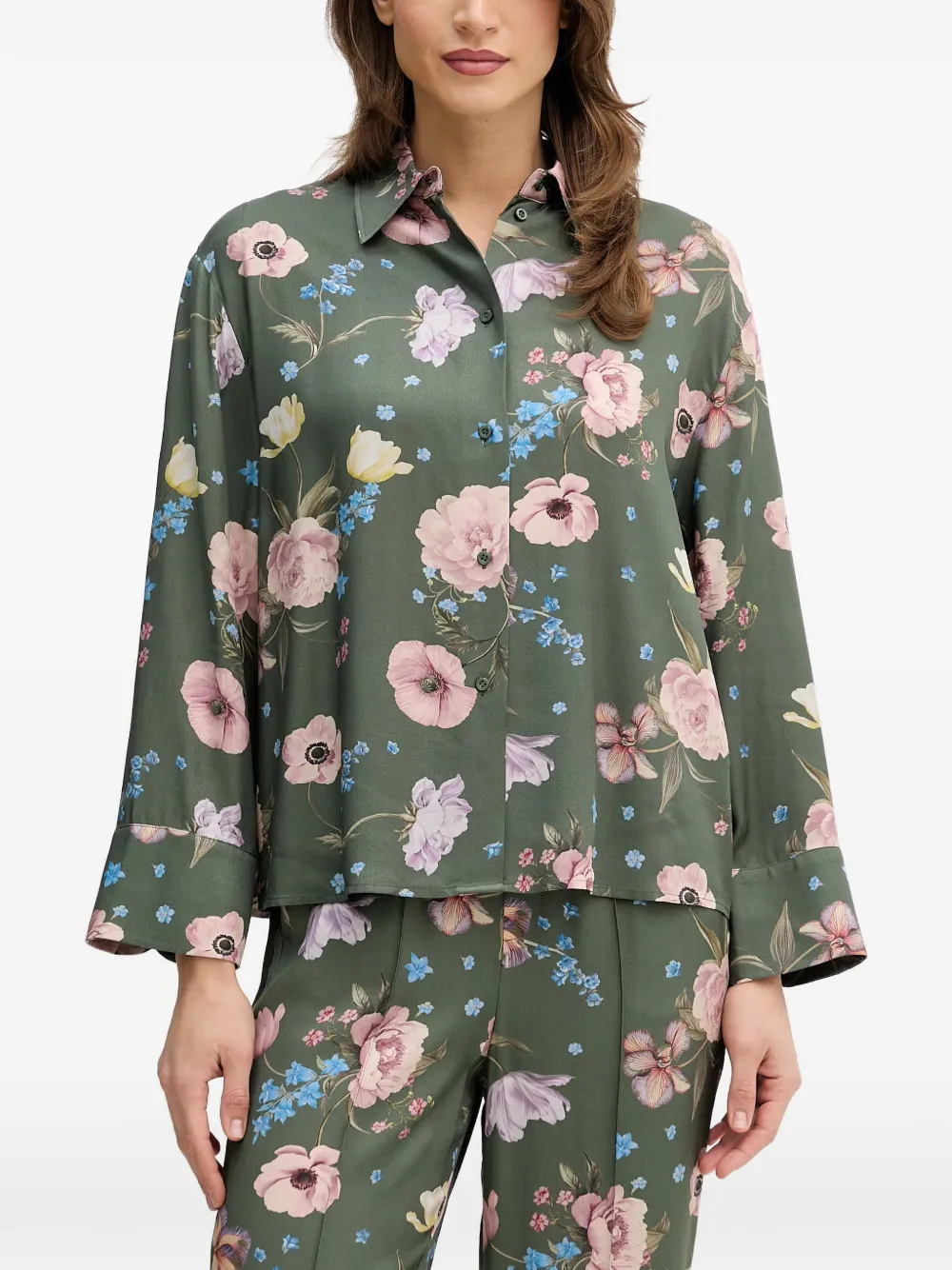 Ouí Floral Shirt In Green