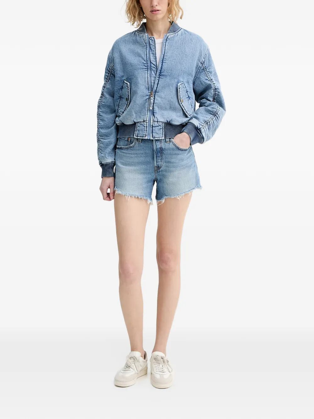 Levi's Scout Western acid-wash denim jacket Blauw
