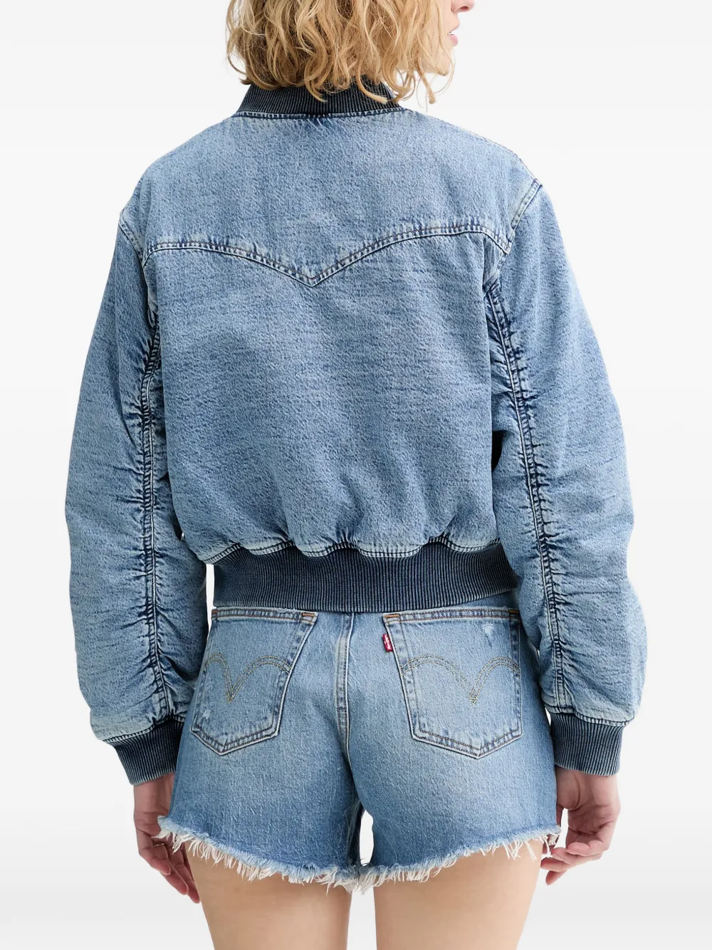Levi's Scout Western acid-wash denim jacket Blauw