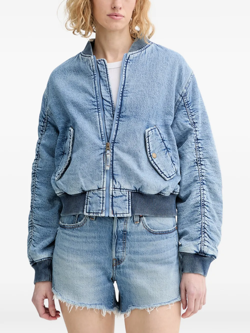 Levi's Scout Western acid-wash denim jacket - Blu
