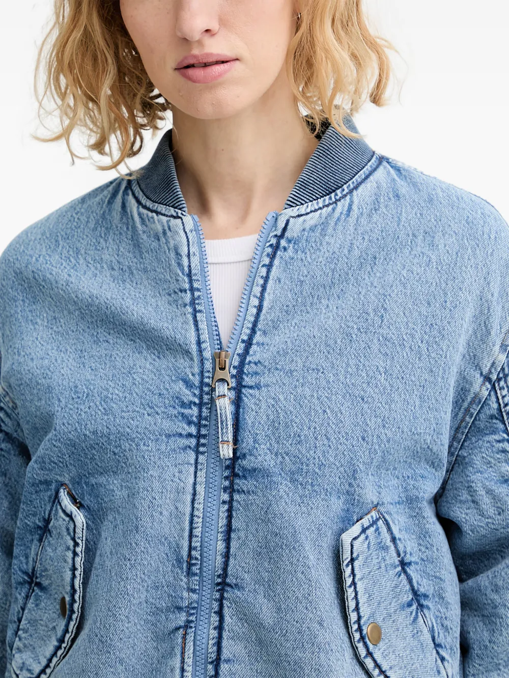 Levi's Scout Western acid-wash denim jacket Blauw