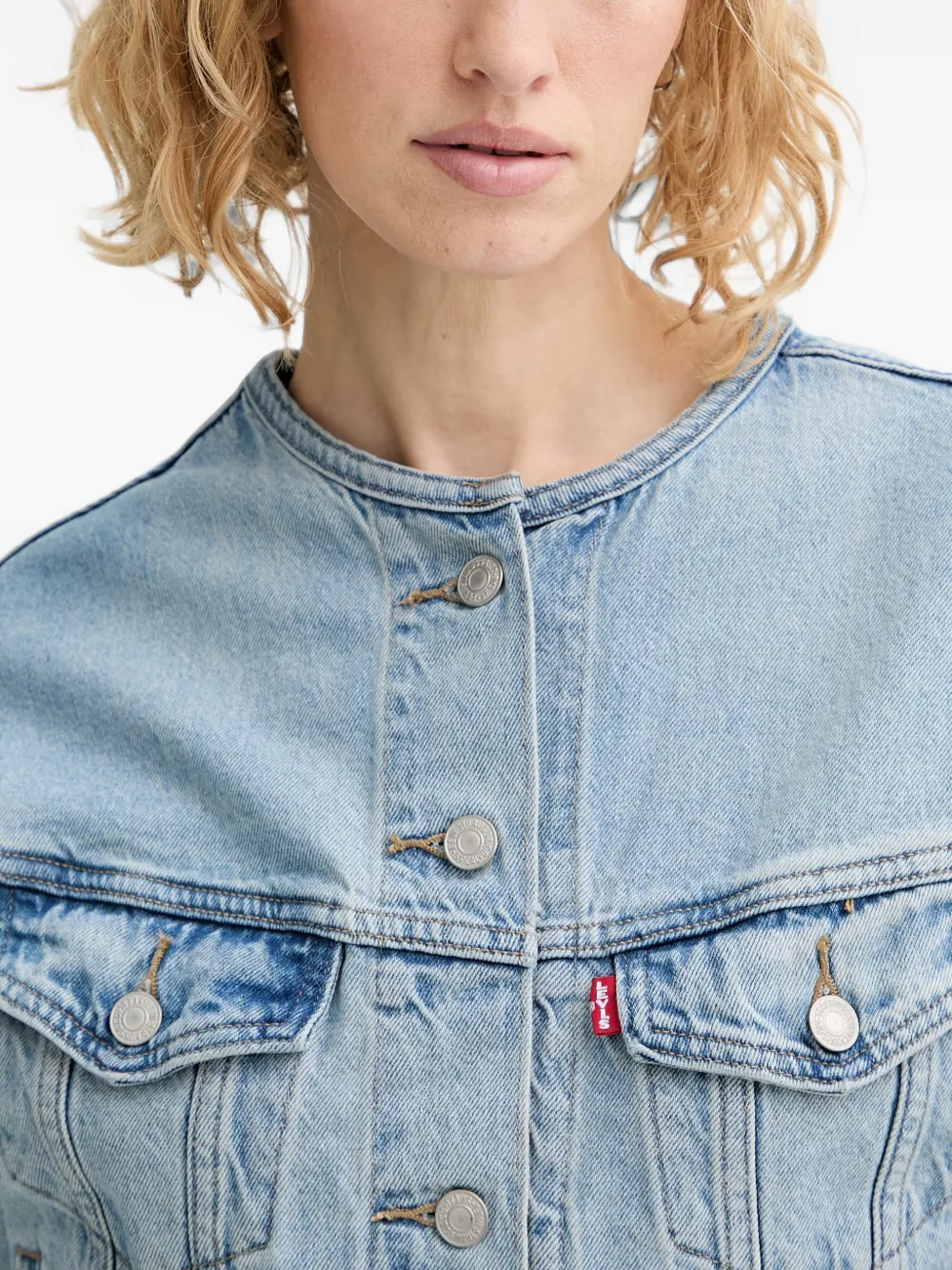 Levi's Shrunken 90s collarless denim jacket Blauw