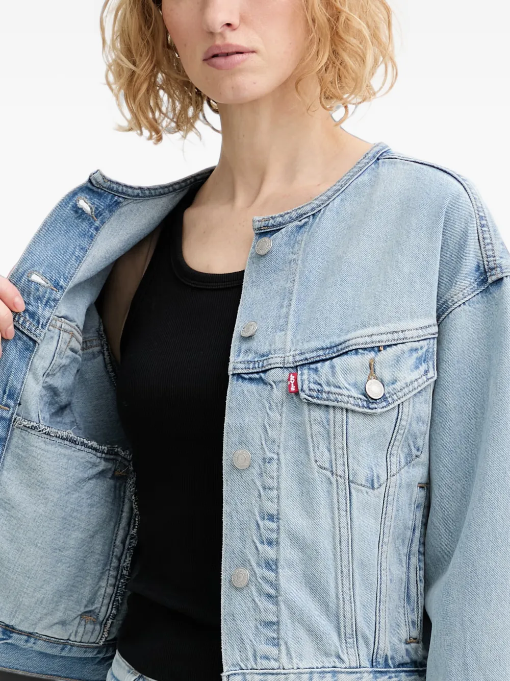 Levi's Shrunken 90s collarless denim jacket Blauw