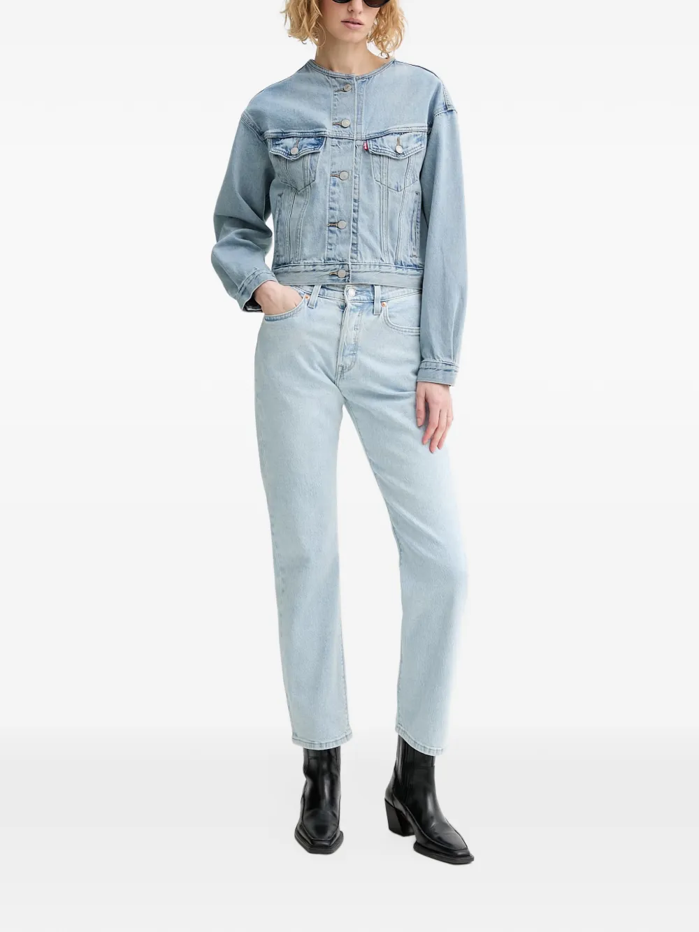 Levi's Shrunken 90s collarless denim jacket Blauw