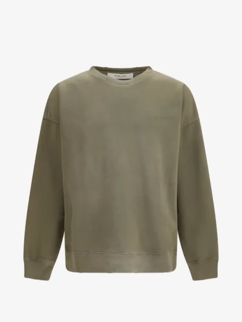 Golden Goose sweatshirt in military-green bleached-look cotton with embroidered logo