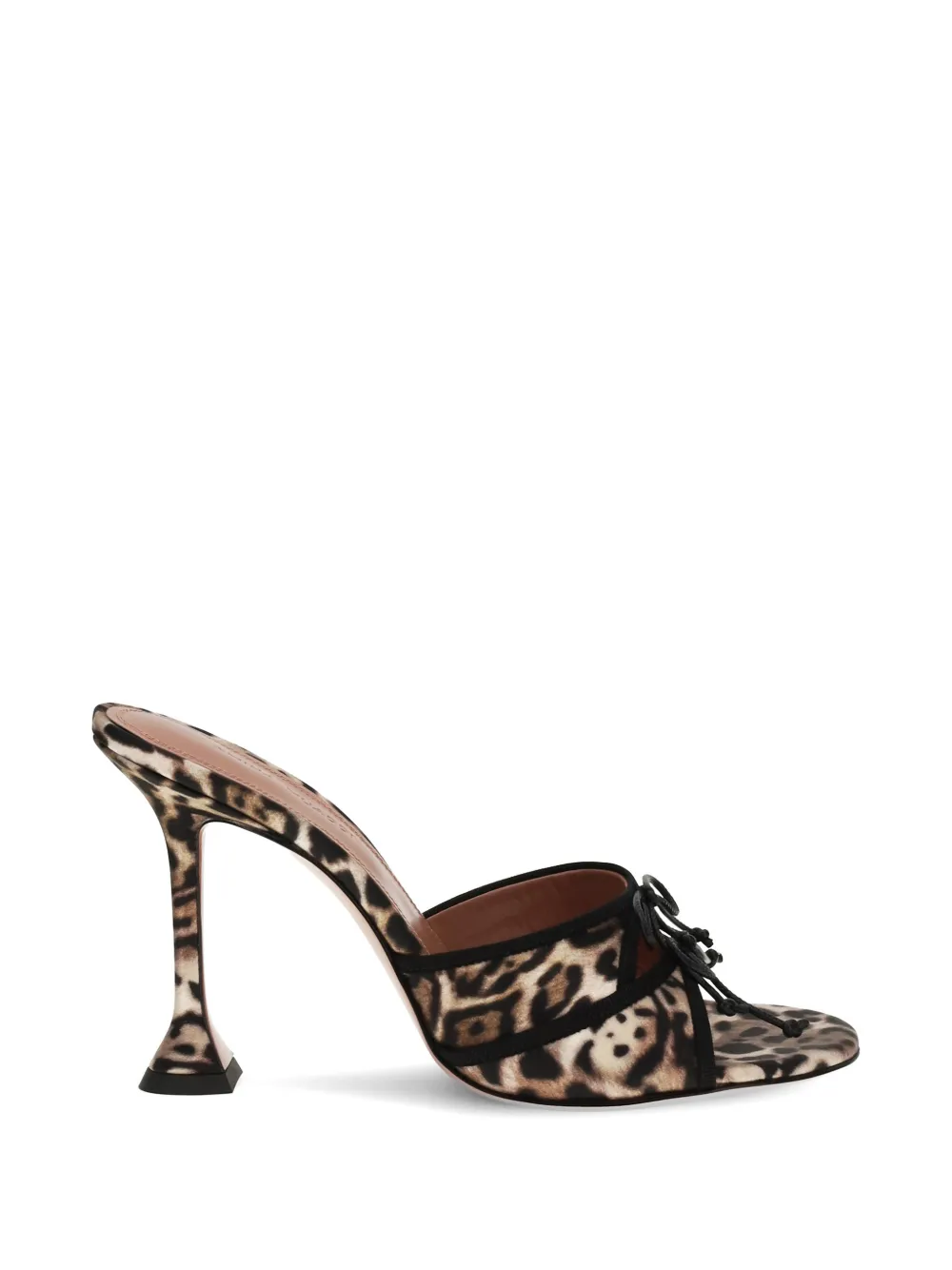 Amina Muaddi Eleonora leopard bow sandals Beige