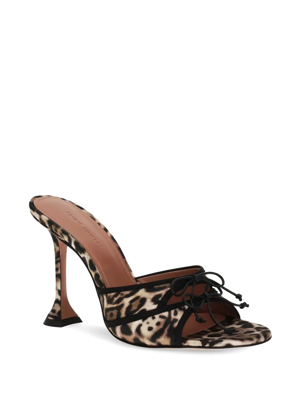 Amina Muaddi Eleonora leopard bow sandals Beige