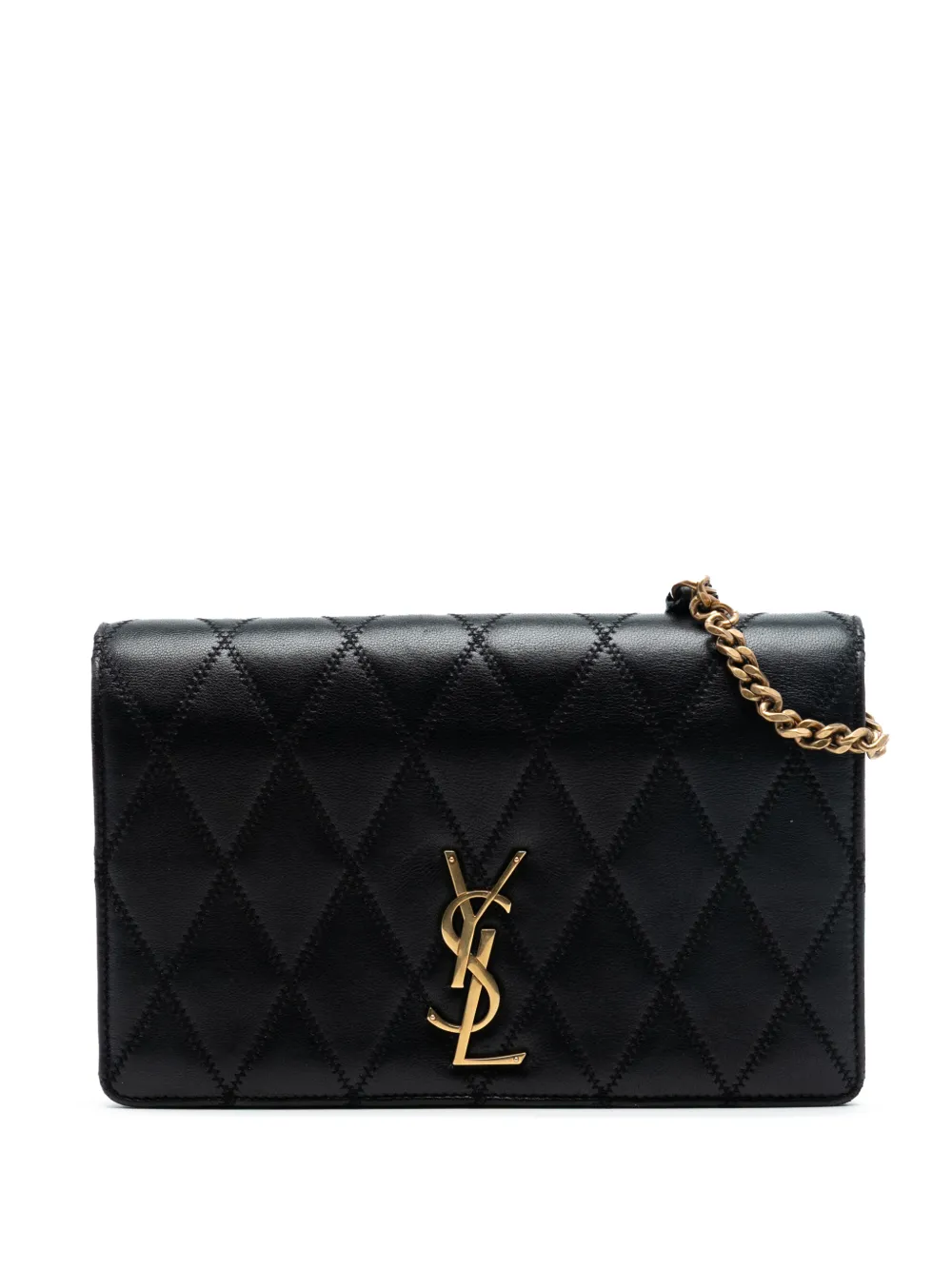Saint Laurent Pre-Owned 2019 Diamond Quilted Lambskin Angie Chain Bag crossbody bag - Nero