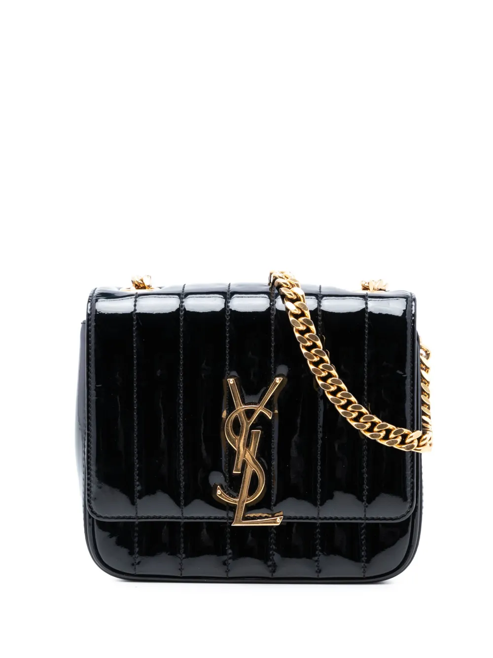Saint Laurent Pre-Owned 2016 Small Patent Monogram Vicky Chain Bag crossbody bag - Nero
