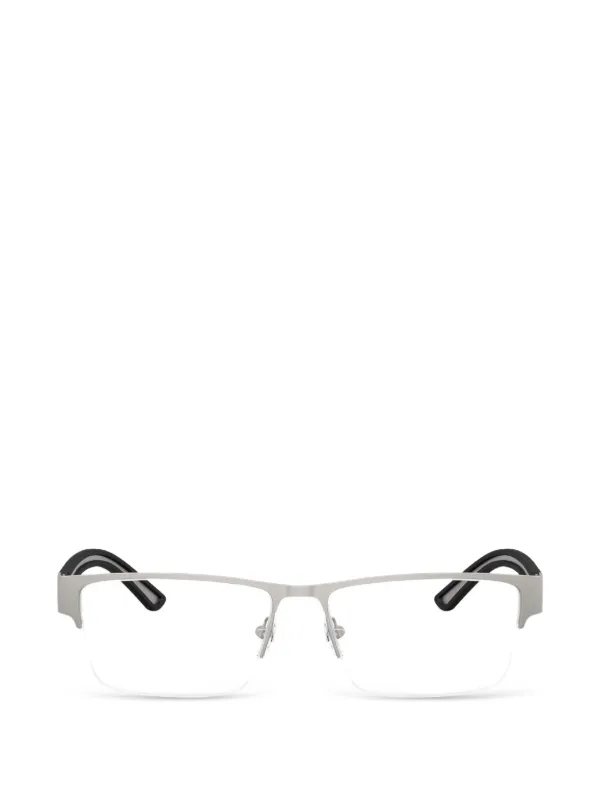 Emporio Armani Logo Rectangle-frame Glasses in Silver