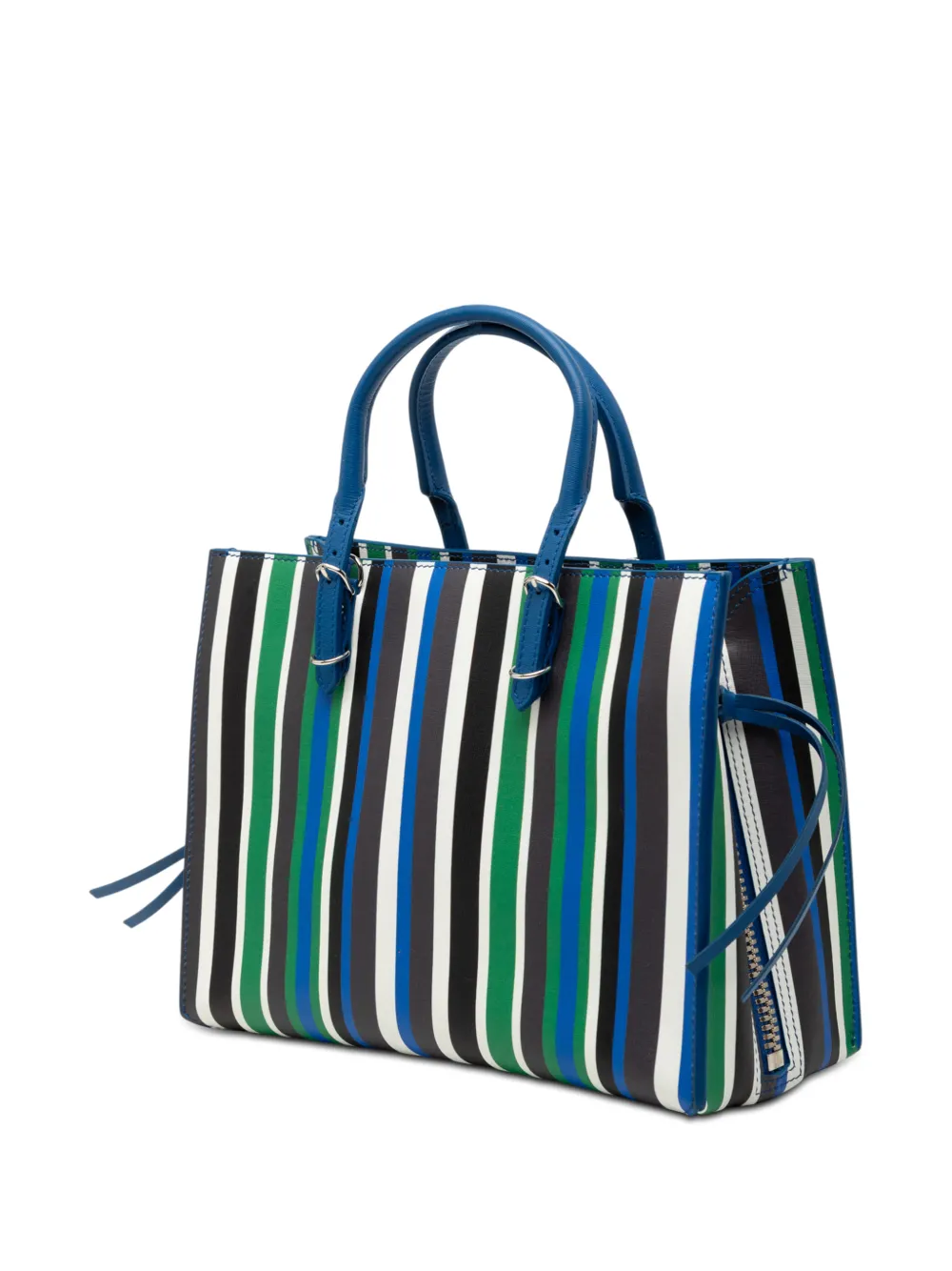 2017 Mini Leather Striped Papier A6 Zip Around Satchel