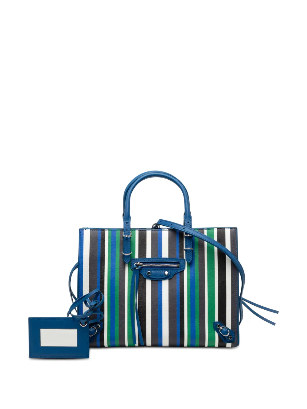 2017 Mini Leather Striped Papier A6 Zip Around Satchel