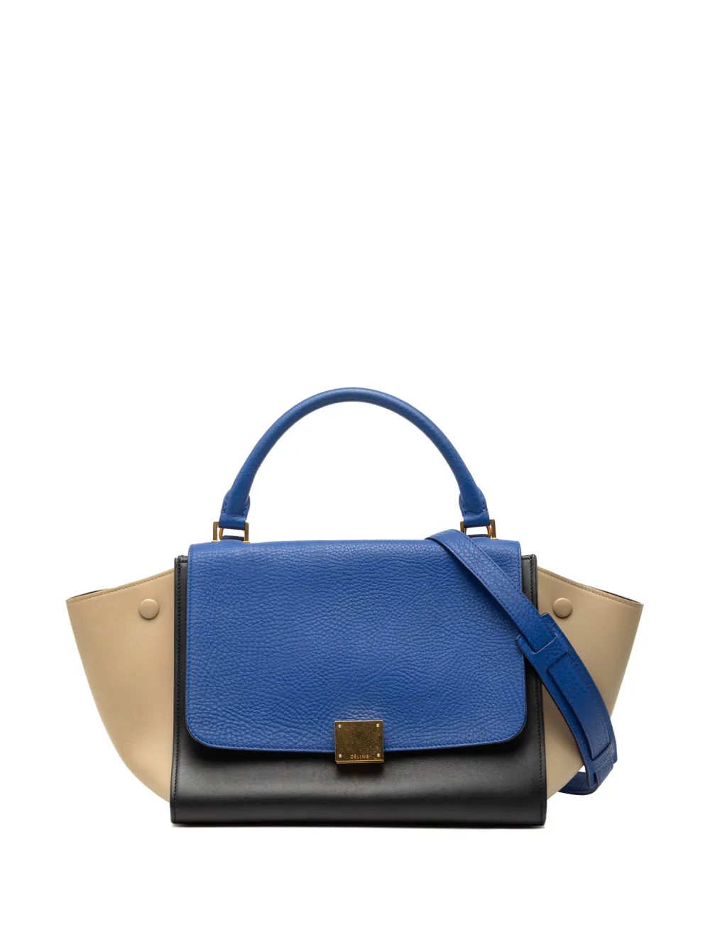 Celine Pre-Owned 2015 Medium Tricolor Leather Trapeze satchel - Nero