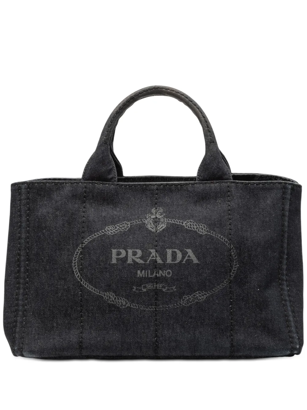 Prada Pre-Owned 2013-2025 Denim Canapa Logo satchel - Grigio