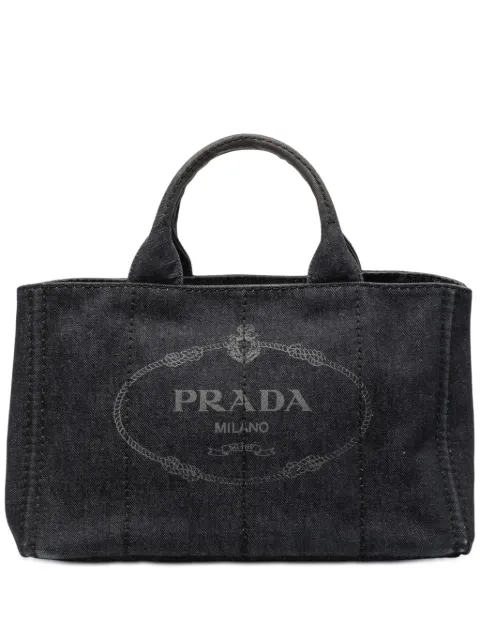 Prada Pre-Owned 2013-2025 Denim Canapa Logo satchel