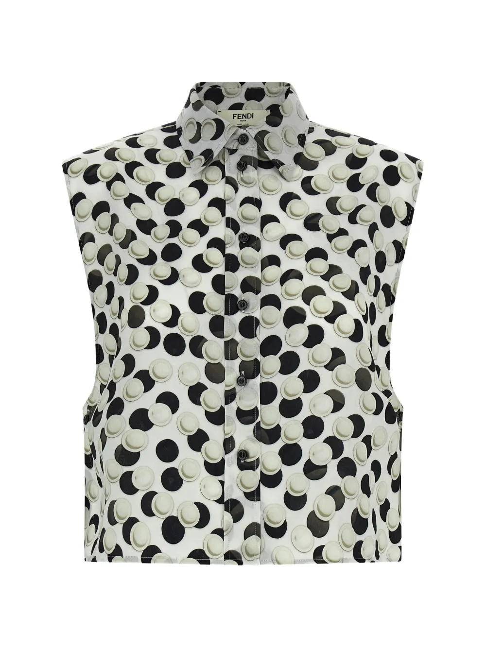 FENDI jacquard polka dot silk top - Bianco