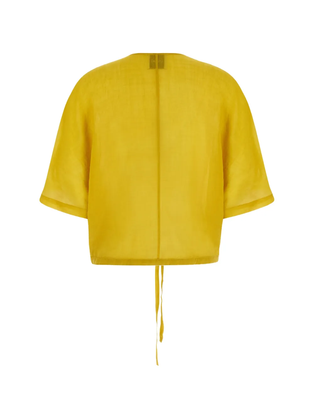  Nude Gathered V-neck Blouse - Yellow 