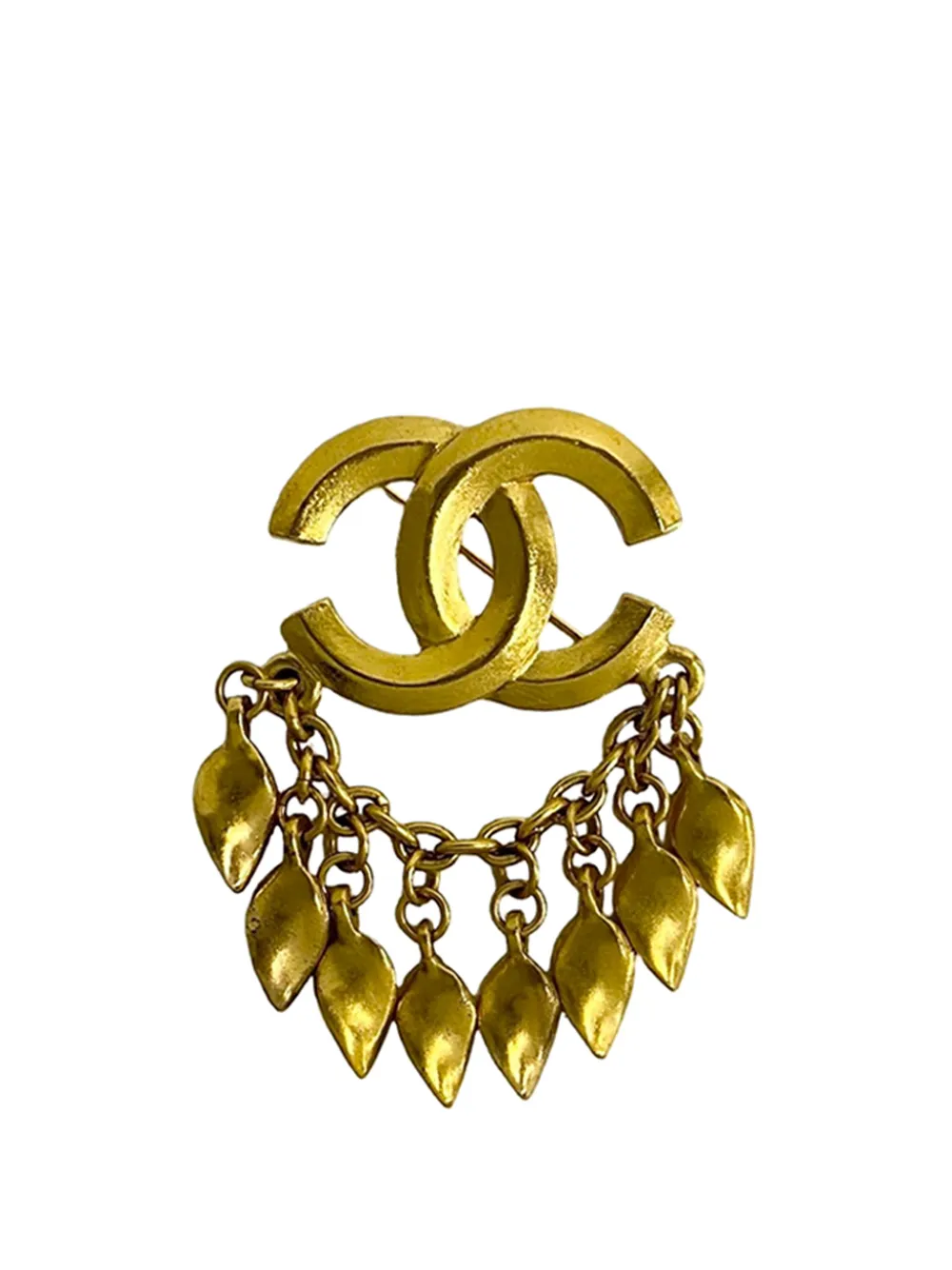 CHANEL Pre-Owned 1996 Gold Plated CC Dangling Leaves Brooch costume brooch - Oro