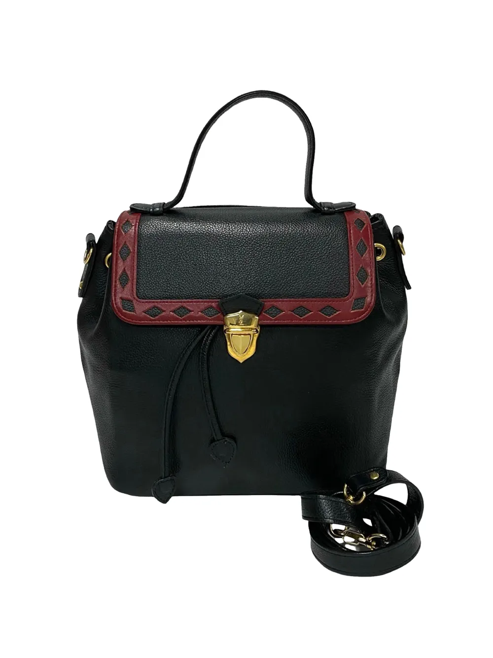 Saint Laurent Pre-Owned 20th Century Pebbled Leather Cut Out satchel - Nero