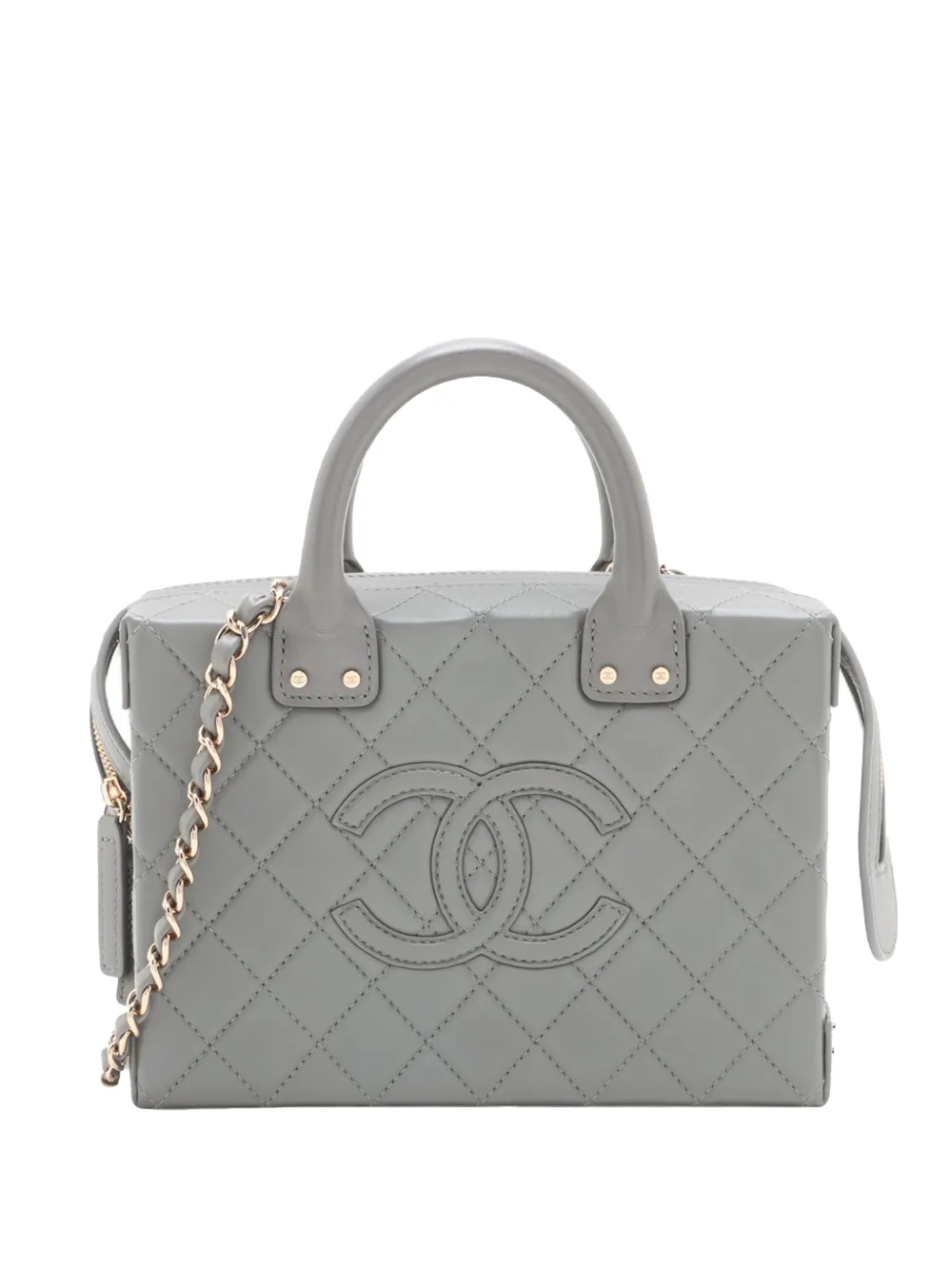 CHANEL Pre-Owned 2021-2025 Small CC Quilted Calfskin Top Handle Convertible Vanity Case satchel - Grigio