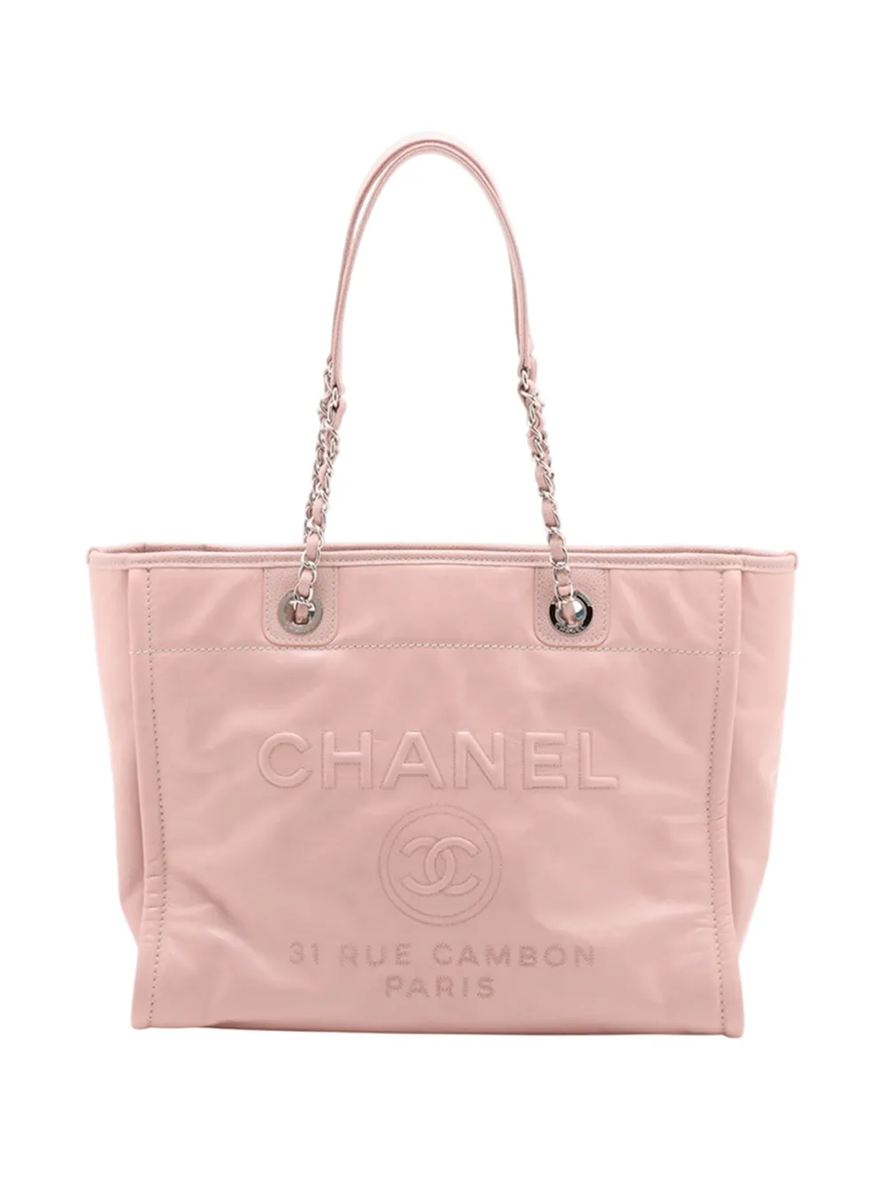CHANEL Pre-Owned 2016-2017 Small Calfskin and Caviar Deauville tote bag - Rosa