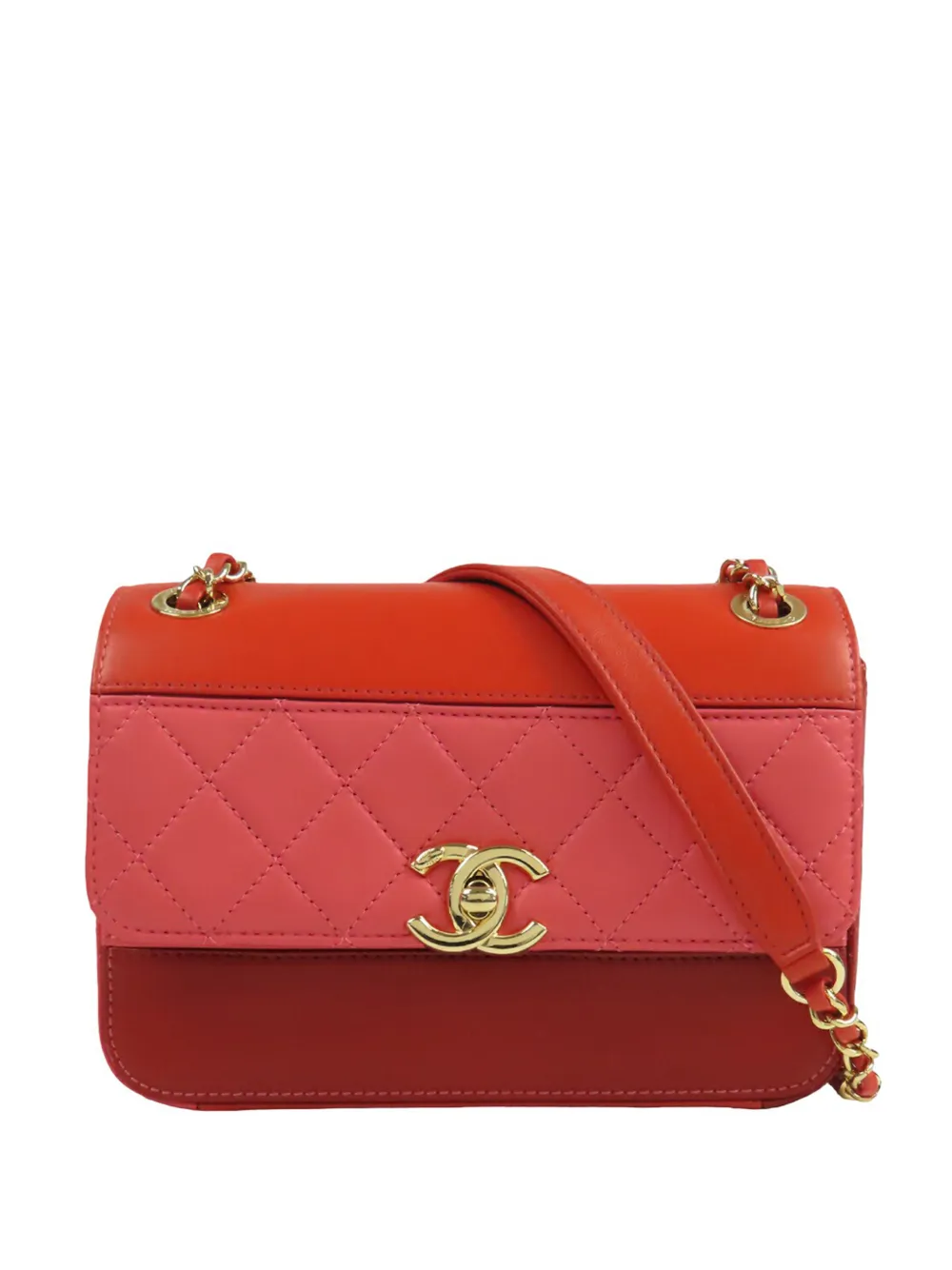 CHANEL Pre-Owned 2019 Tricolor Quilted Lambskin Single Flap shoulder bag - Rosso
