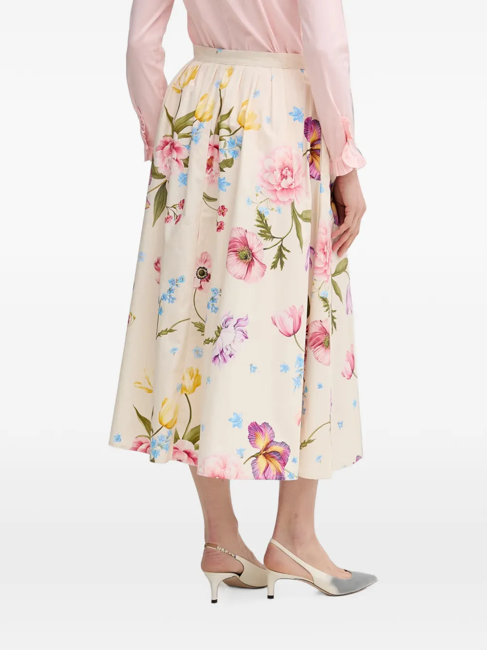 OUI Midi-jurk met bloemenprint Beige