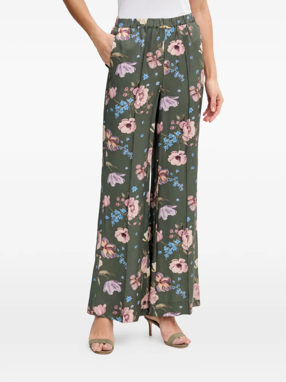 OUI Pantaloni a fiori - Verde