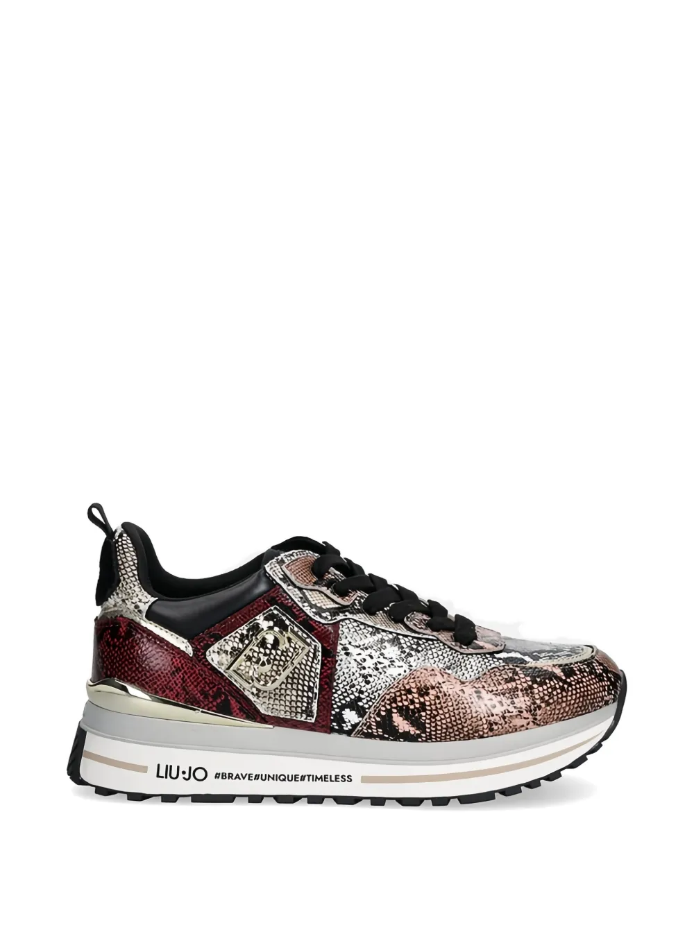 LIU JO snake-effect sneakers - Nude