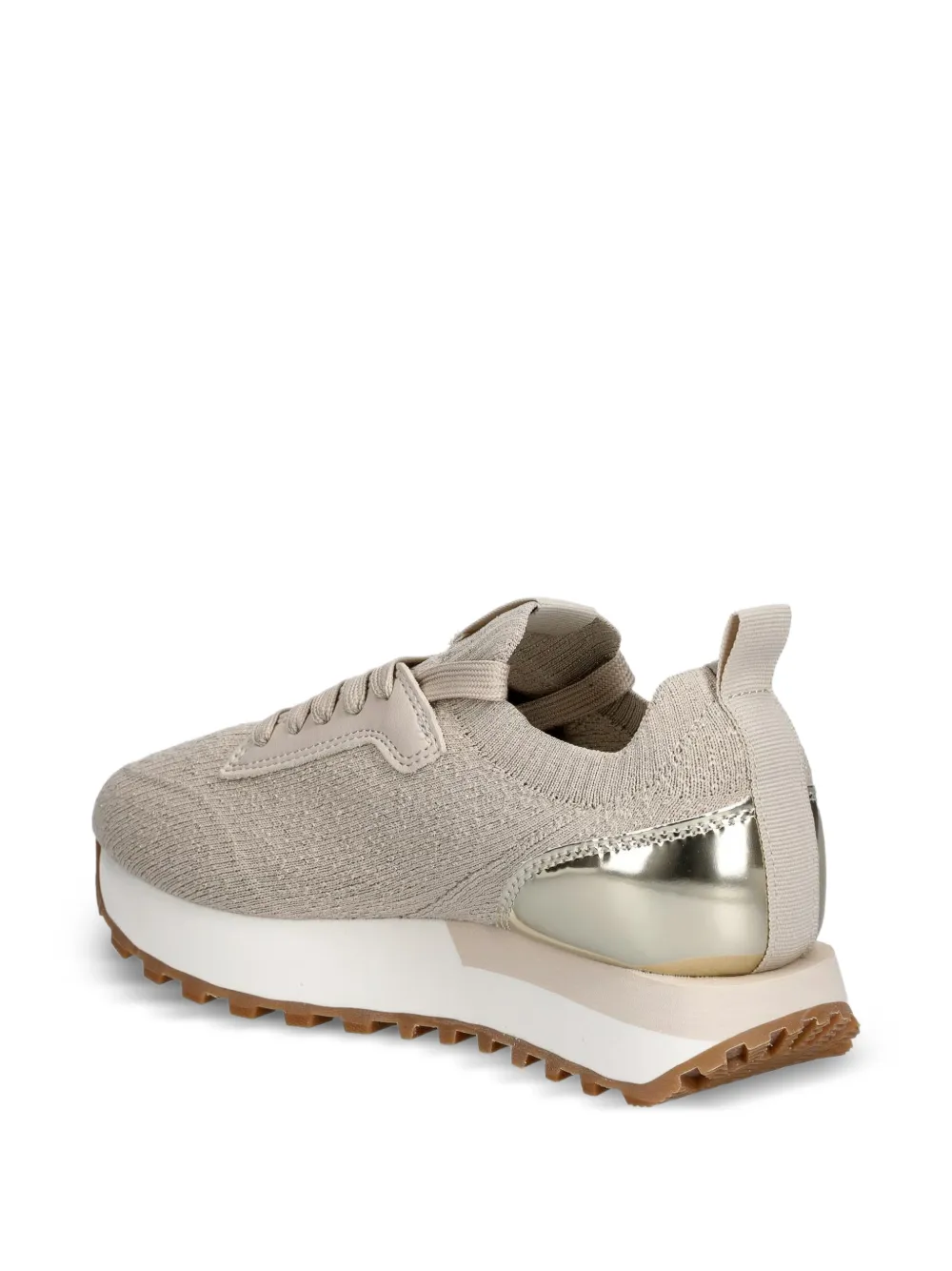 LIU JO glitter-effect metallic-panel sneakers Beige
